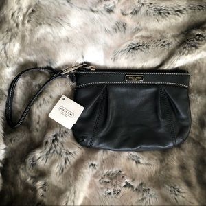 Coach NWT Black Leather Wristlet